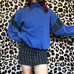 Blue Mock Neck Sweater
